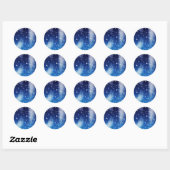 Sterrenblauwe nachtelijke hemel ronde sticker (Vel)