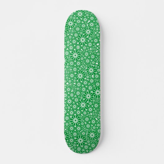 Sterrencode Abstract - Grasgroen op Wit Skateboard (Voorkant)