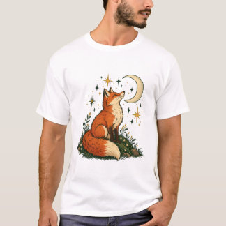 Sterrengluurvos Halve Maan en Sterren T-shirt