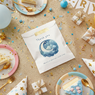 Sterrenhemel en maan baby shower bedankzakje