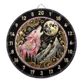 Sterrenhemel Lijsten Lone Pink Wolf Dartbord (Voorkant)