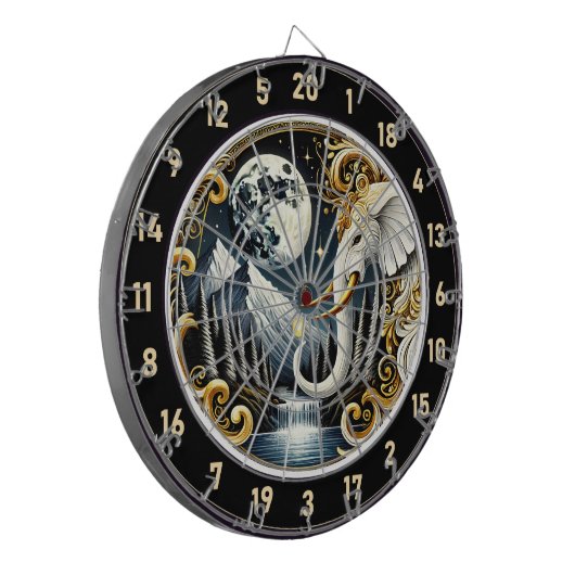 Sterrenhemel Lijsten sierlijke witte olifant Dartbord (Voorkant Links)