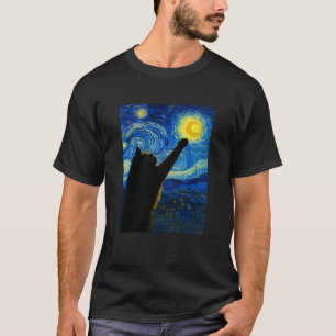 Sterrenhemel met Tabby Kat Funny Famous Artist Pij T-shirt