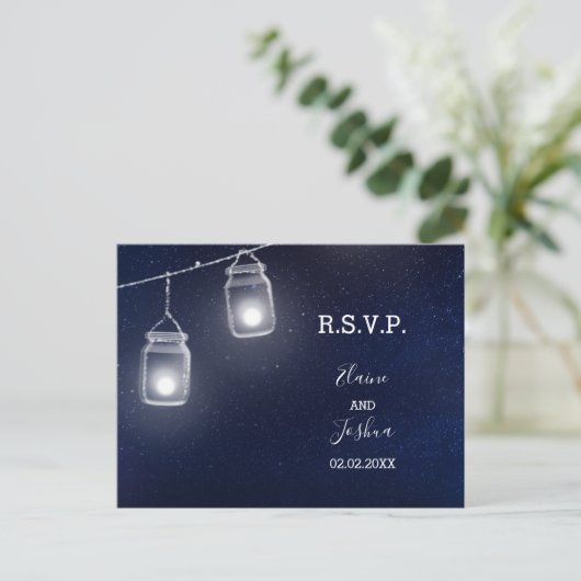 Sterrenhemel metselaar potten bruiloft rsvp uitnodiging briefkaart (Staand voorkant)
