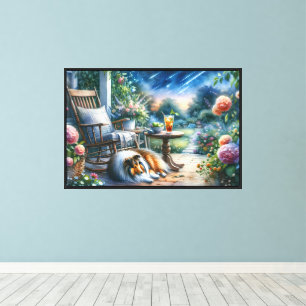 Sterrenhemel Tuin Veranda Sheltie Droom Canvas Afdruk