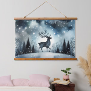Sterrenhemel Winter Nacht Herten Hangend Wandkleed