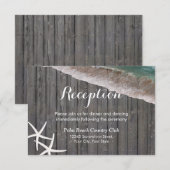 Sterrenhout Achtergrond Strand Bruiloft Ontvangst Informatiekaartje (Voorkant / Achterkant)