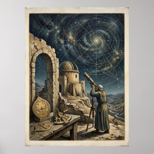 Sterrenkaart van de Zoeker Spirituele Astrologie P Poster