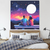 Sterrenkijken Paar Canvas Afdruk (Insitu (Slaapkamer))