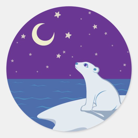 Sterrenkijken Polar Beer Cub Art Ronde Sticker (Voorkant)