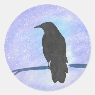 Sterrenkijkende kraai ronde sticker