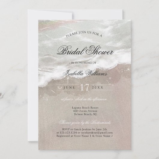 Sterrenkleurige Tropische Strand Bruidsfeest Uitno Kaart (Voorkant)