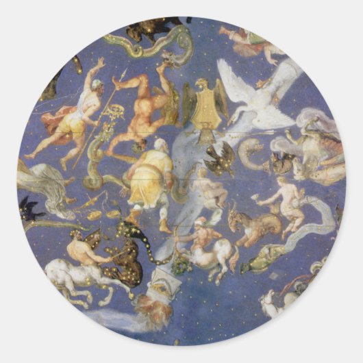  sterrenkunde Celestial Constellations Fresco Ronde Sticker (Voorkant)