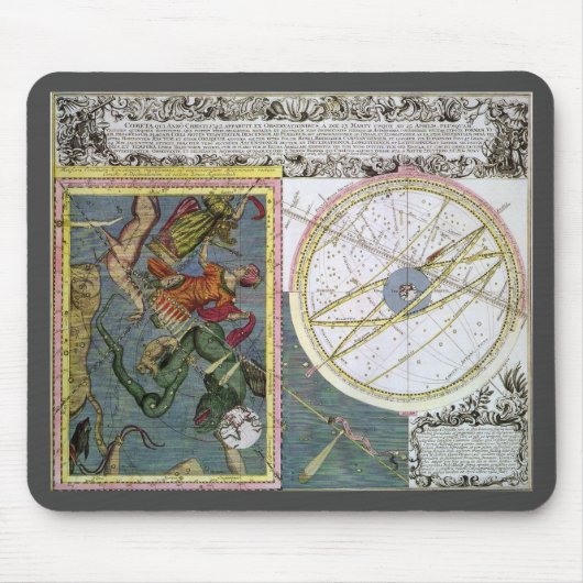  sterrenkunde, komeetpad door Matthaeus Seutter Muismat (Voorkant)