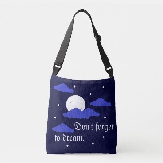 Sterrenmaan met wolken: Donkerblauw Crossbody Tas (Voorkant)