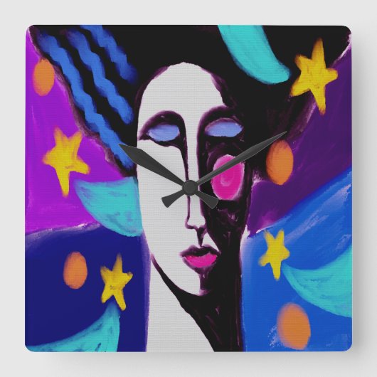 Sterrennacht Abstracte kunstmuur klok (Voorkant)