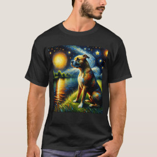 Sterrennacht American Staffordshire Terriër Hond T-shirt