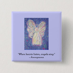 Sterrennacht Angel, "Als harten luisteren, engelen Vierkante Button 5,1 Cm