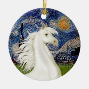 Sterrennacht - Arabian Horse (wit) Keramisch Ornament