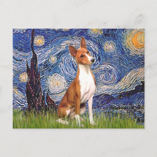Sterrennacht - Basenji Briefkaart (Voorkant)