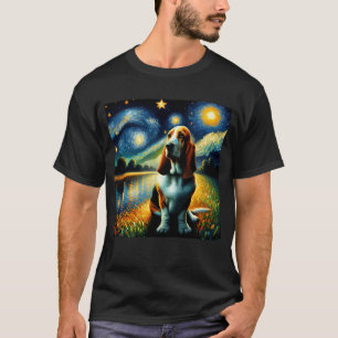Sterrennacht Basset Hound Dog Van Gogh Lover T-shirt