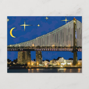 Sterrennacht Ben Franklin Bridge Briefkaart