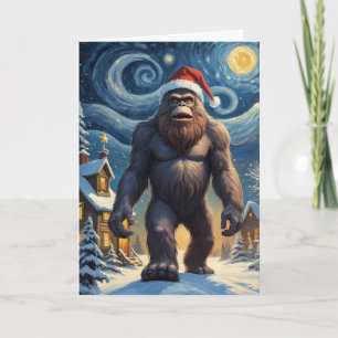 Sterrennacht Bigfoot Sasquatch Christmas Custom Kaart