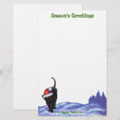 Sterrennacht Black Cat Kerstmis Briefpapier (Voorkant / Achterkant)