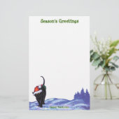 Sterrennacht Black Cat Kerstmis Briefpapier (Staand voorkant)