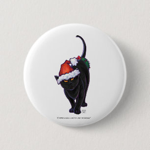 Sterrennacht Black Cat Kerstmis Ronde Button 5,7 Cm