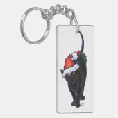 Sterrennacht Black Cat Kerstmis Sleutelhanger (Voorkant Links)