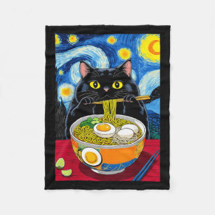 Sterrennacht Black Fat Cat Ramen Funny Black Fat C Fleece Deken