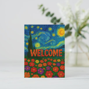 Sterrennacht Bloemrijke Welkomst Artistieke Vormge Briefkaart