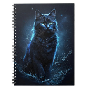 Sterrennacht Blue Black Cat Splash Art Notitieboek