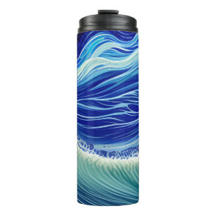 Sterrennacht Blue Ocean Wave Thermosbeker