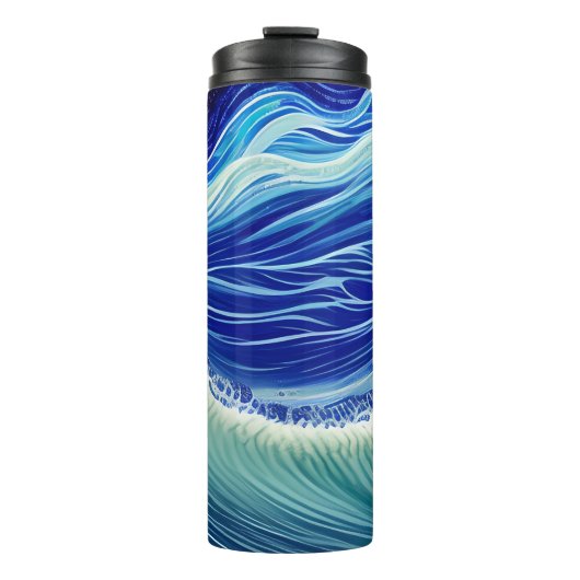 Sterrennacht Blue Ocean Wave Thermosbeker (Voorkant)