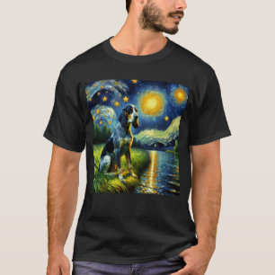 Sterrennacht Bluetick Coonhound Dog Van Gogh Lover T-shirt