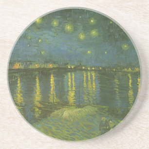 Sterrennacht boven de Rhône door Vincent van Gogh Zandsteen Onderzetter
