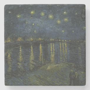 Sterrennacht boven de Rhône, olieverfschilderij Va Stenen Onderzetter