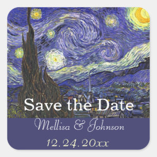 Sterrennacht bruiloft, behalve de datum vierkante sticker