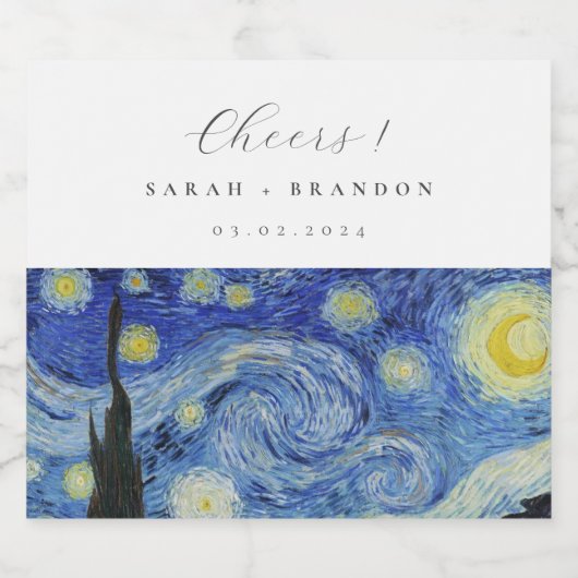 Sterrennacht bruiloft Mousserende Wijn Label Sparkling Wijnetiket (Enkel label)