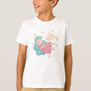Sterrennacht Bunny & Girl illustratie T-shirt