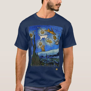 Sterrennacht Cat Art Parody Van Gogh Funny Cat Lov T-shirt