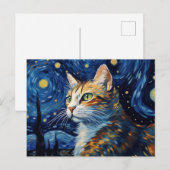 Sterrennacht Cat Briefkaart (Voorkant / Achterkant)