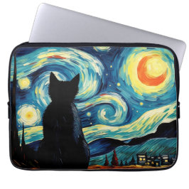 Sterrennacht Cat Laptop Sleeve
