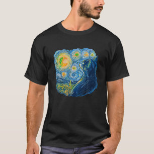 Sterrennacht Cat van Gogh Beroemd schilderij T Shi T-shirt