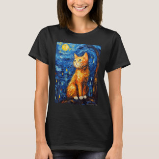 Sterrennacht Cat, Van Gogh Cat, Cat Lover, Cat Mam T-shirt