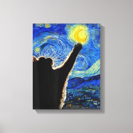 Sterrennacht Cat, Van Gogh Cat Lover Cat Dad T Canvas Afdruk (Voorkant)