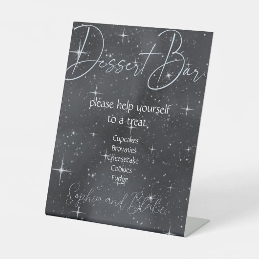 Sterrennacht Celestial Dessert Bar Pedestal Sign Reclamebord Met Voetstuk (Voorkant)