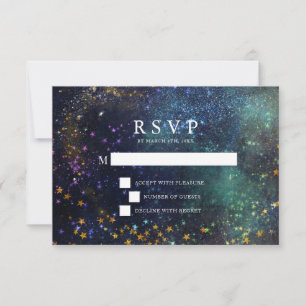 Sterrennacht Celestial Galaxy Wedding RSVP-kaart RSVP Kaartje